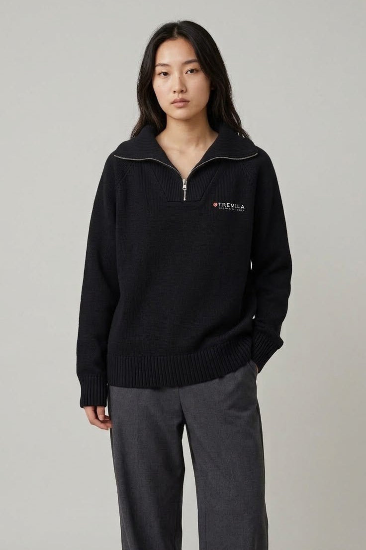 +Tremila Quarter Zip — Dark Black - Quarter Zip DAWS