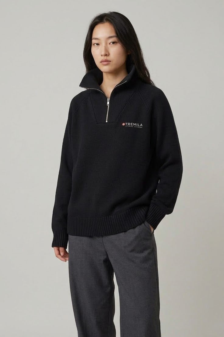 +Tremila Quarter Zip — Dark Black - Quarter Zip DAWS