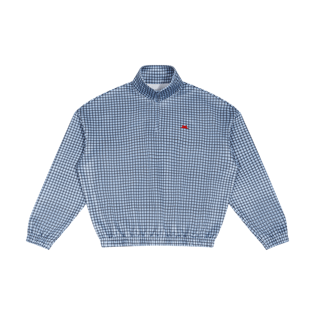 Unisex Plaid Quarter-Zip Sweatshirt Sky Blue Plaid - DAWS