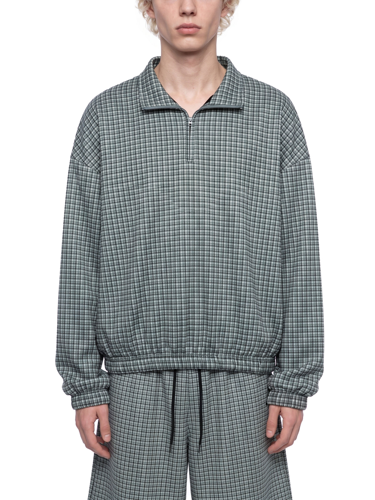 Unisex Plaid Quarter-Zip Sweatshirt