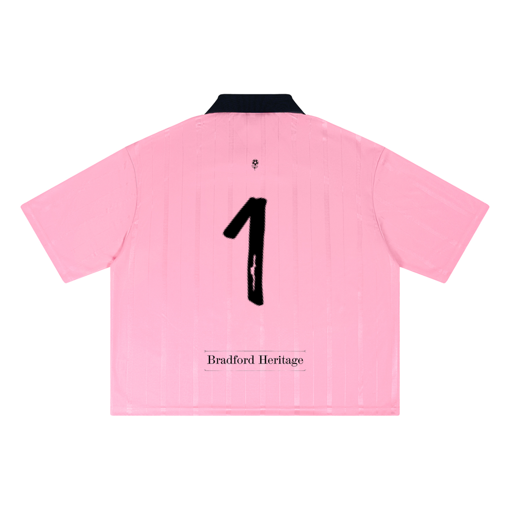 Camiseta de Fútbol Retro Blockecore modelo Michael Dawson Away rosa de la línea Sporting Club de DAWS Wear. Unisex. Espalda 