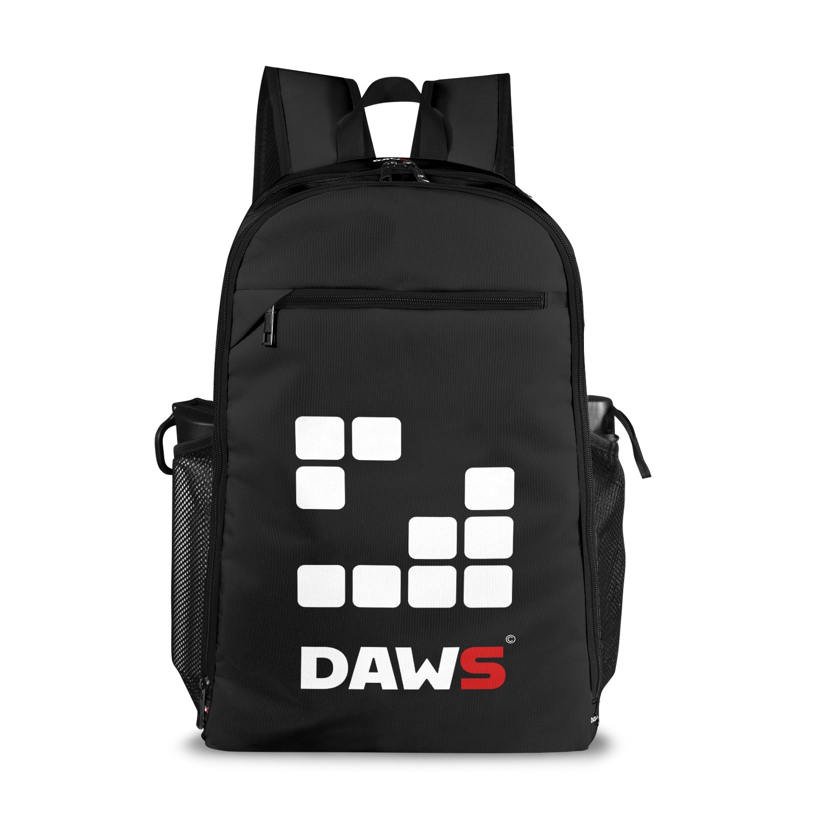 Mochila Geometric DAWS negra frontal diseño all-over print