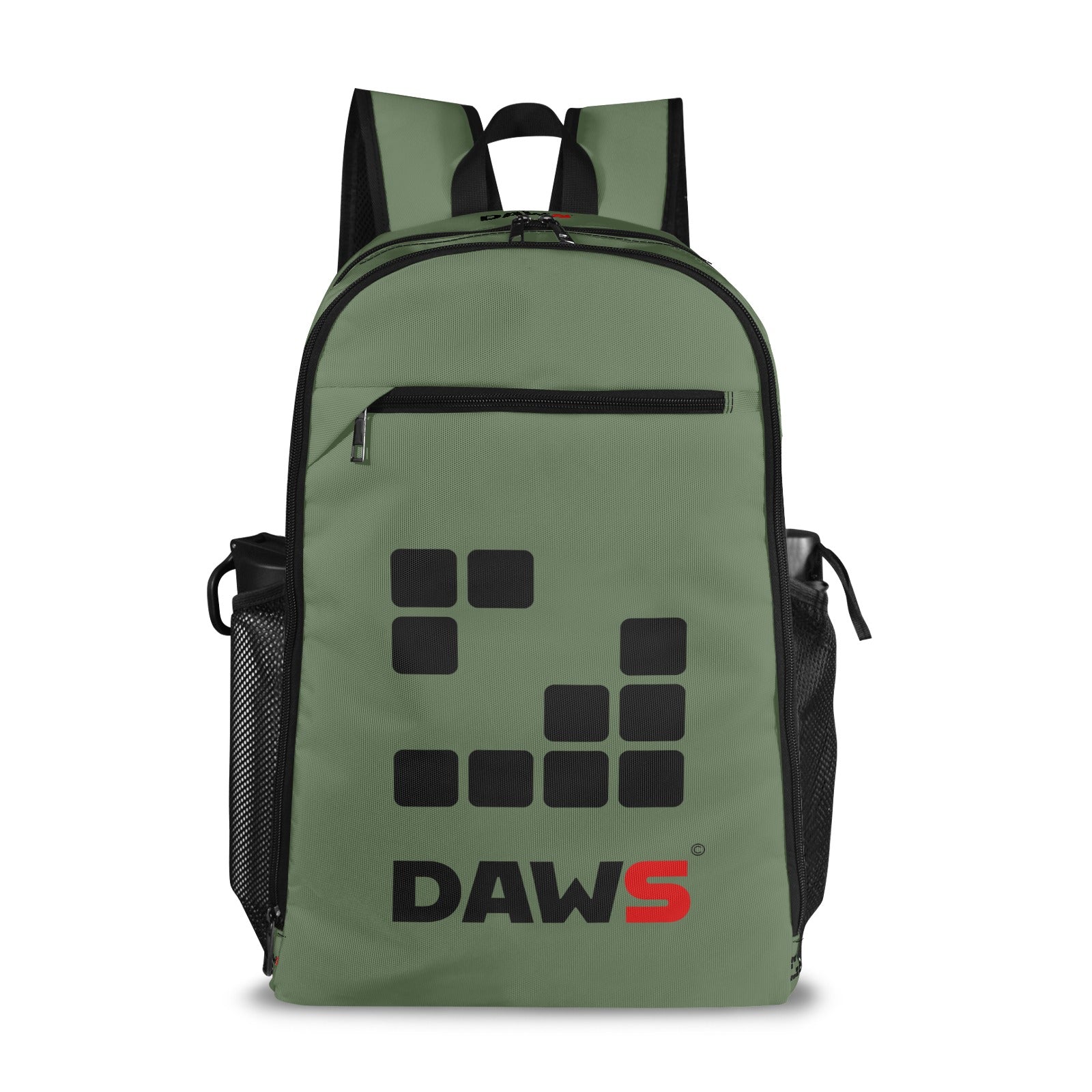 "Mochila Geometric DAWS verde frontal patrón geométrico exclusivo"