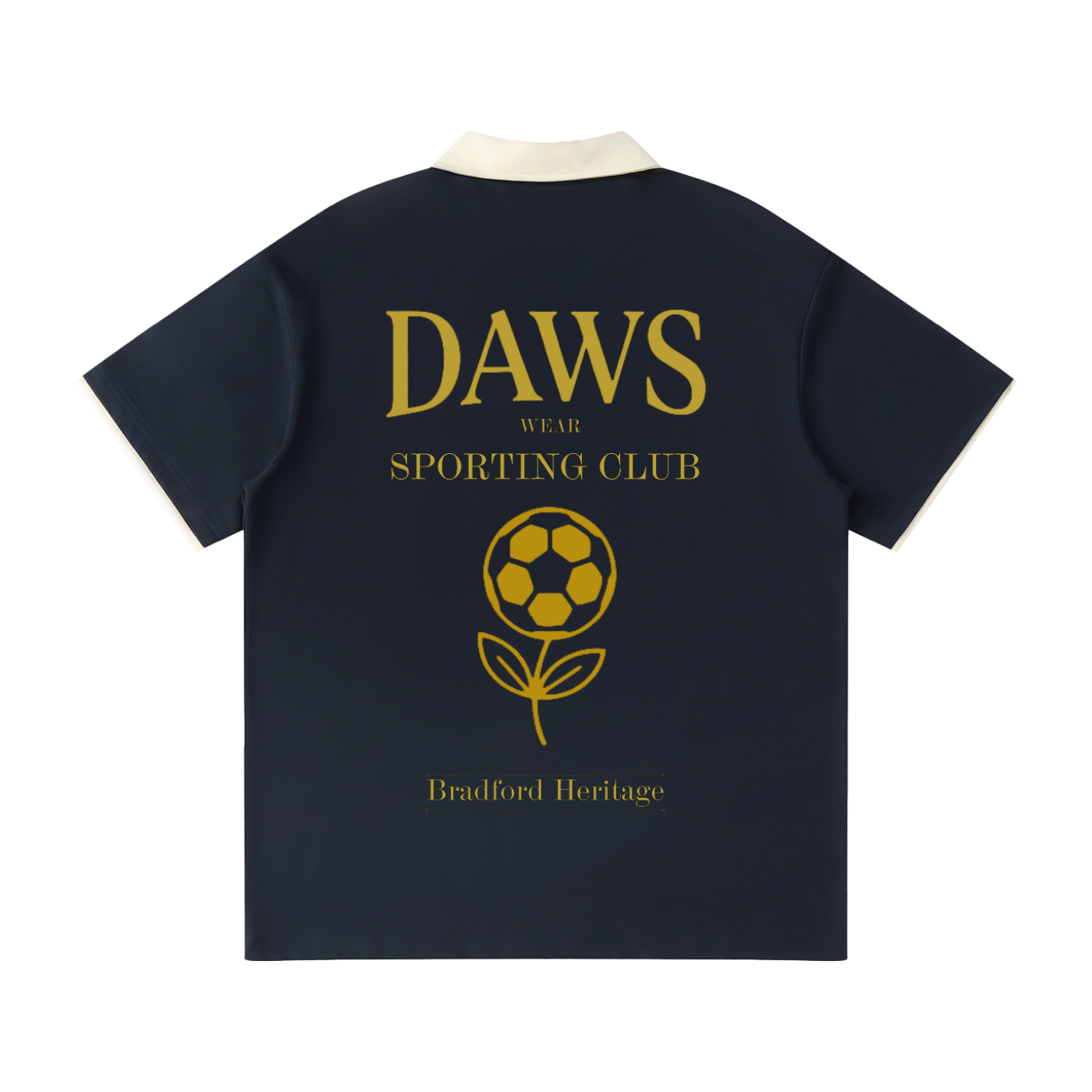 Polo Bradford D.W.S.c. en color navy con cuello en contraste crema - vista trasera
