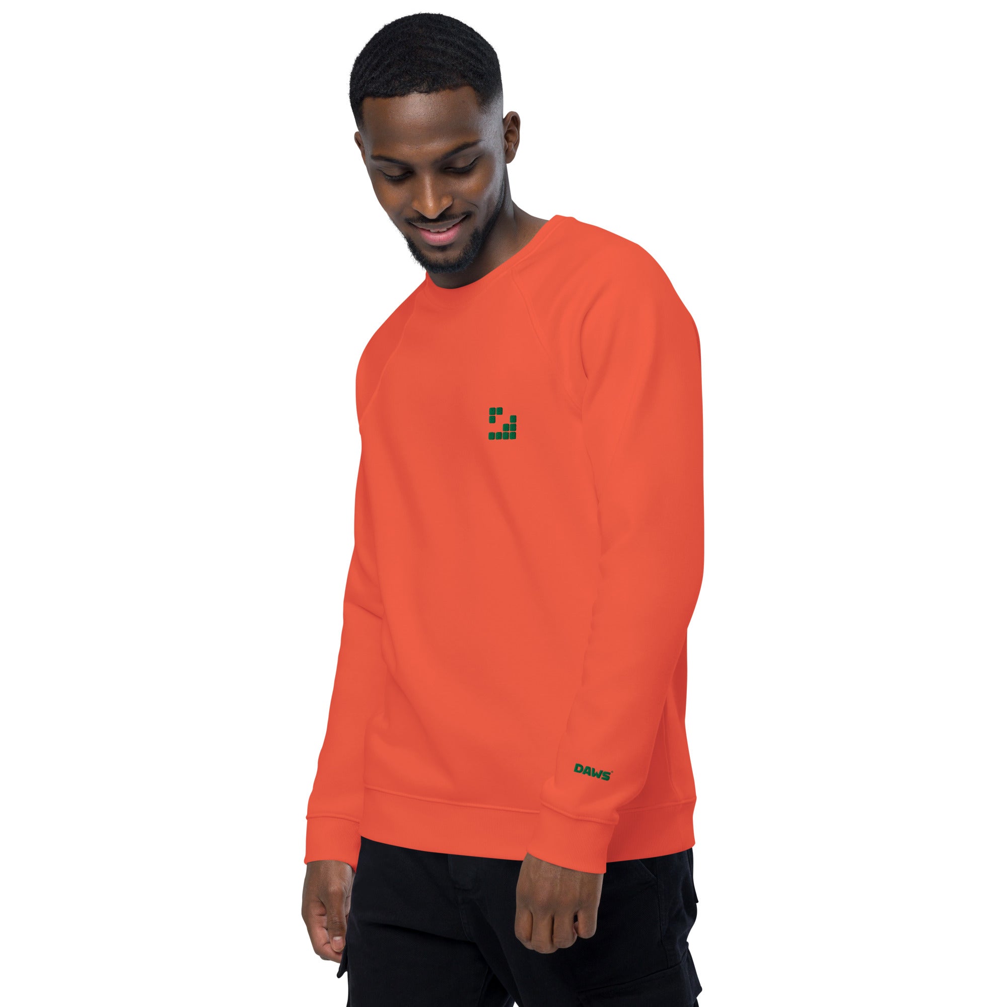 Sudadera Geometric Papaya orgánica raglán unisex color - Streetwear DAWS