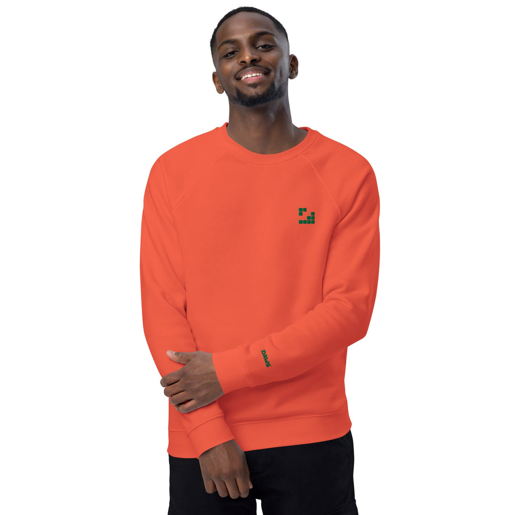 Sudadera Geometric Papaya orgánica raglán unisex color - Streetwear DAWS