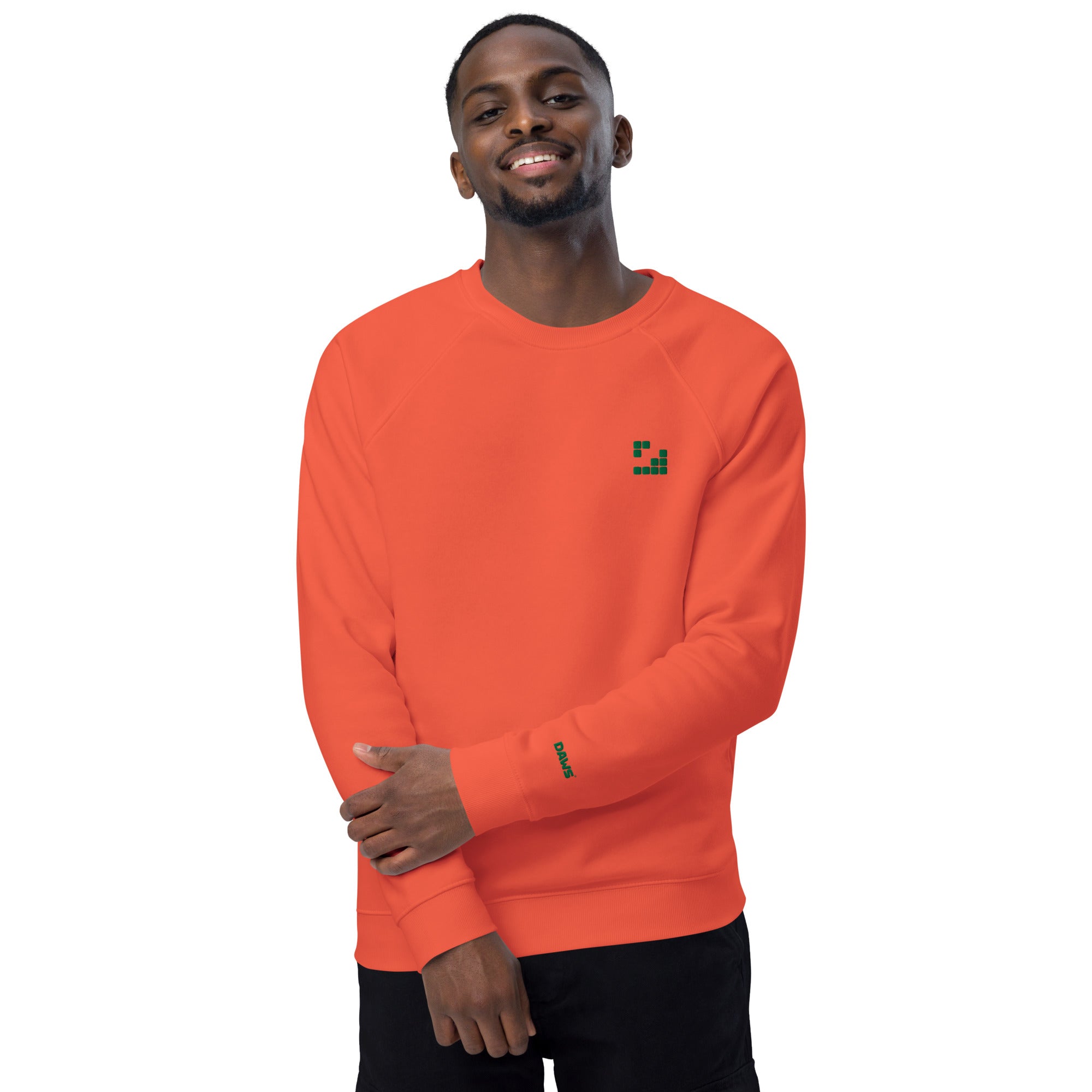 Sudadera Geometric Papaya orgánica raglán unisex color - Streetwear DAWS