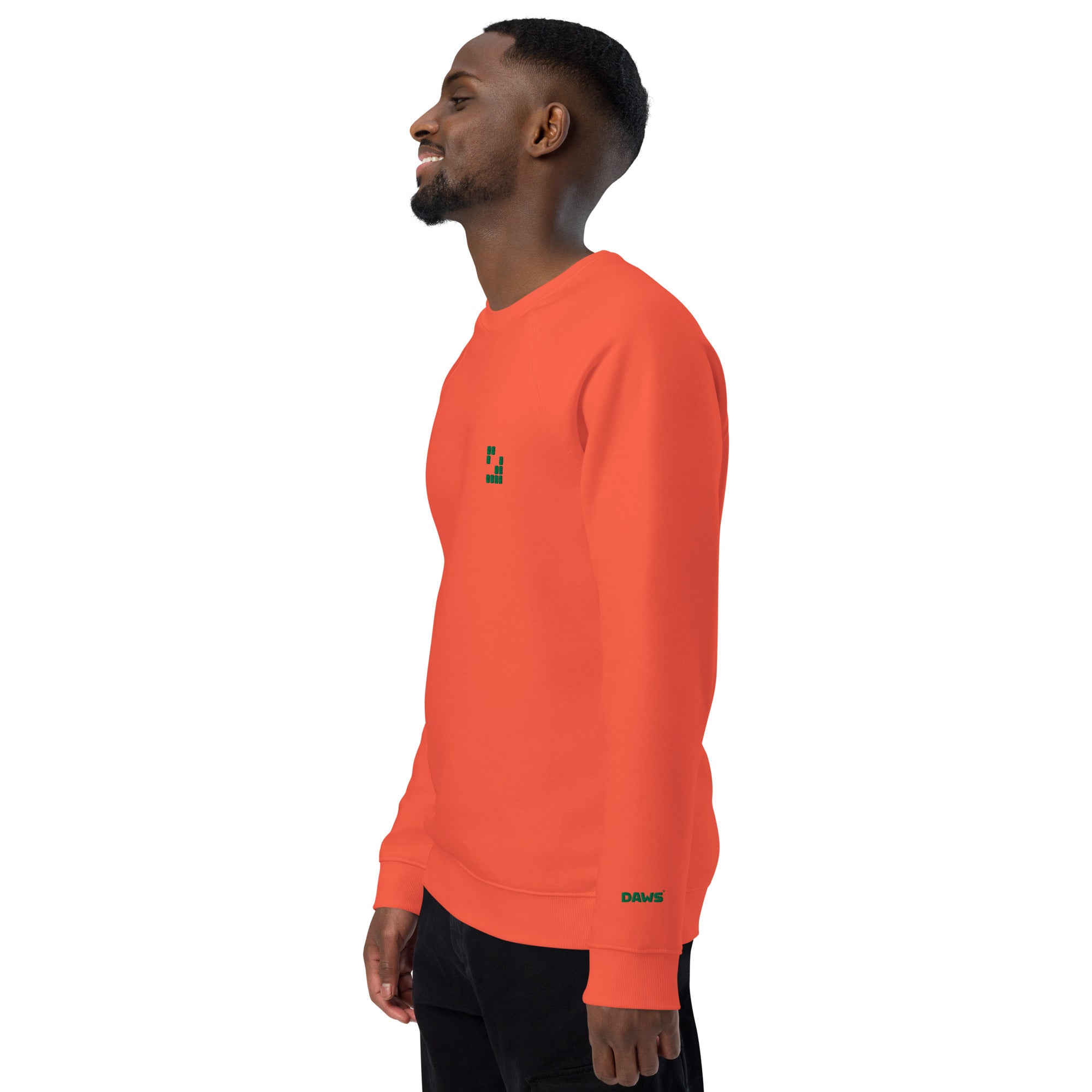 Sudadera Geometric Papaya orgánica raglán unisex color - Streetwear DAWS