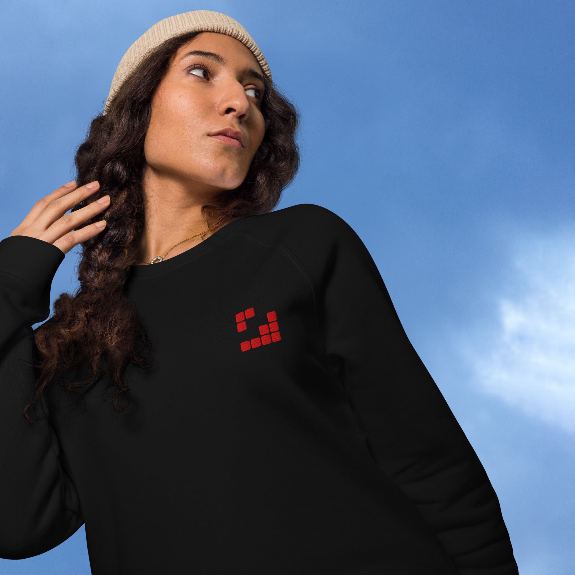 Sudadera Geometric orgánica raglán unisex color - Streetwear DAWS