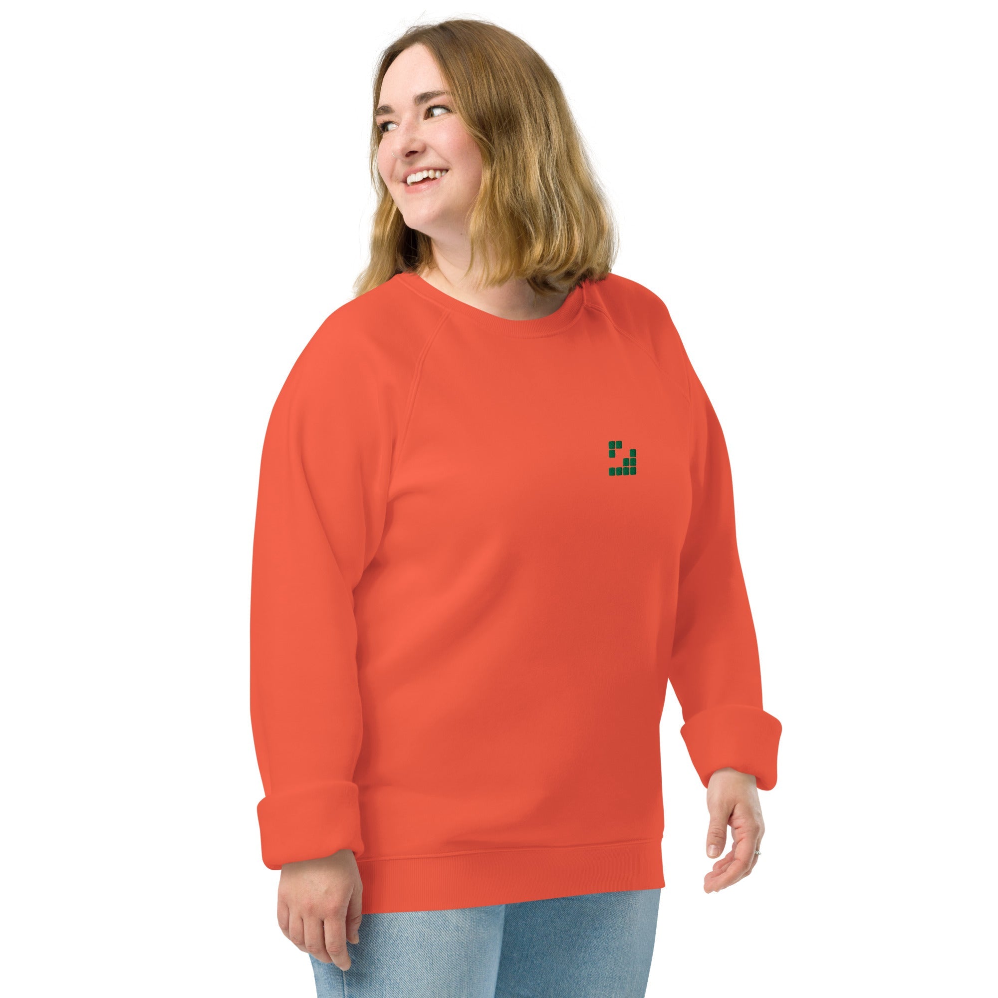 Sudadera Geometric Papaya orgánica raglán unisex color - Streetwear DAWS