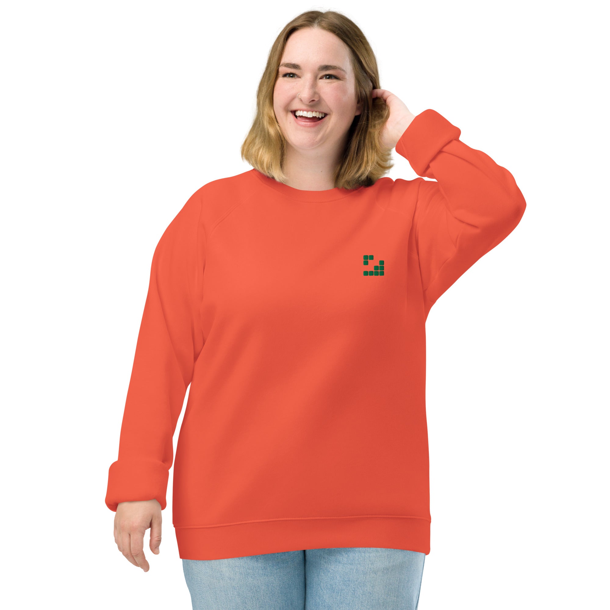 Sudadera Geometric Papaya orgánica raglán unisex color - Streetwear DAWS