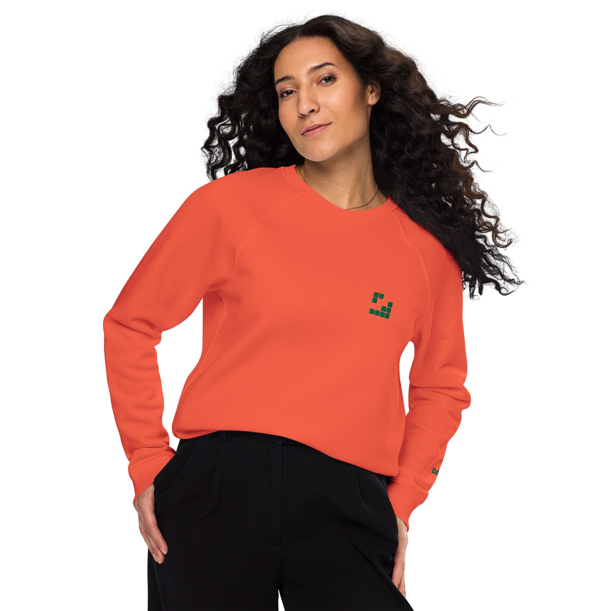 Sudadera Geometric Papaya orgánica raglán unisex color - Streetwear DAWS