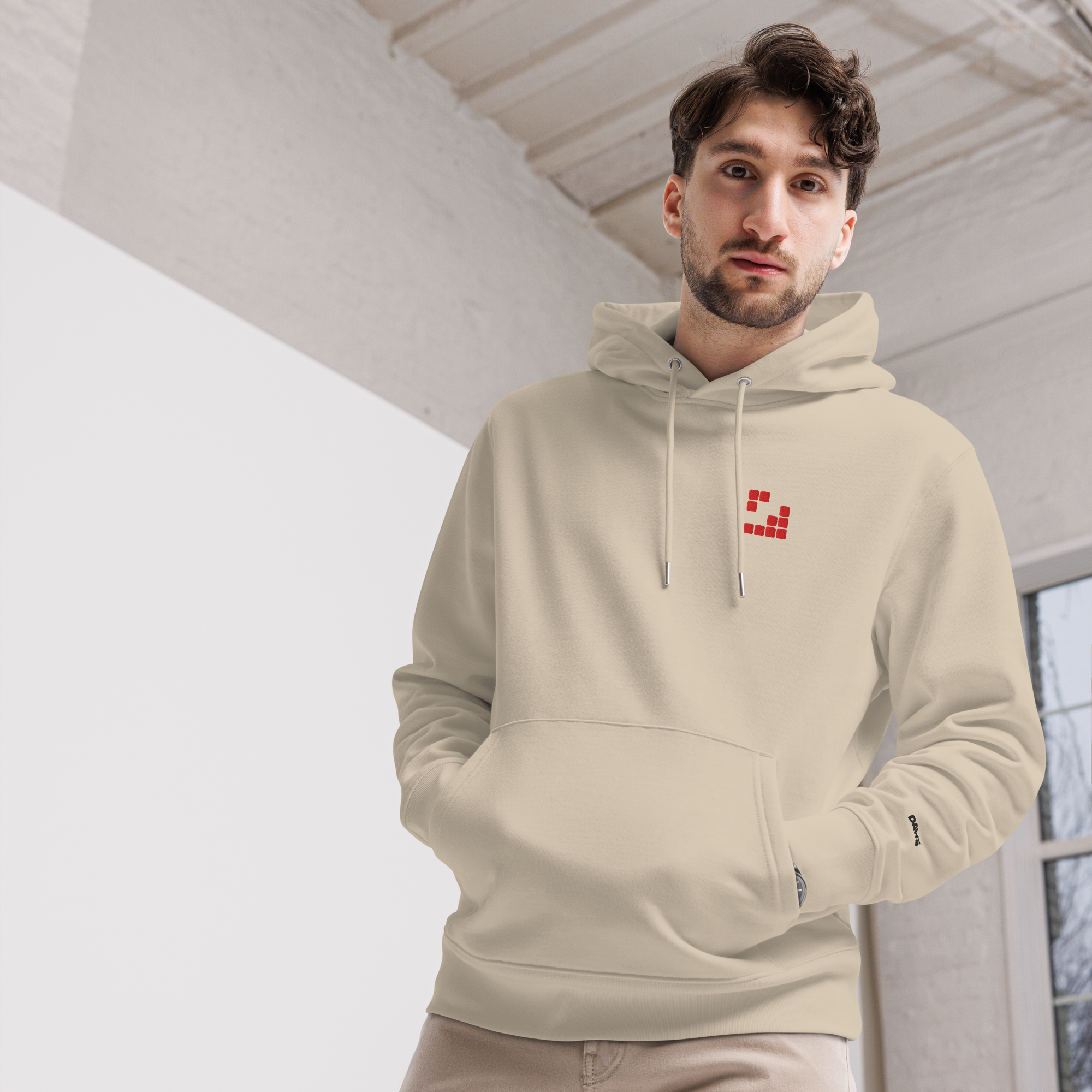 Sudadera arena beige con capucha snow para la nieve