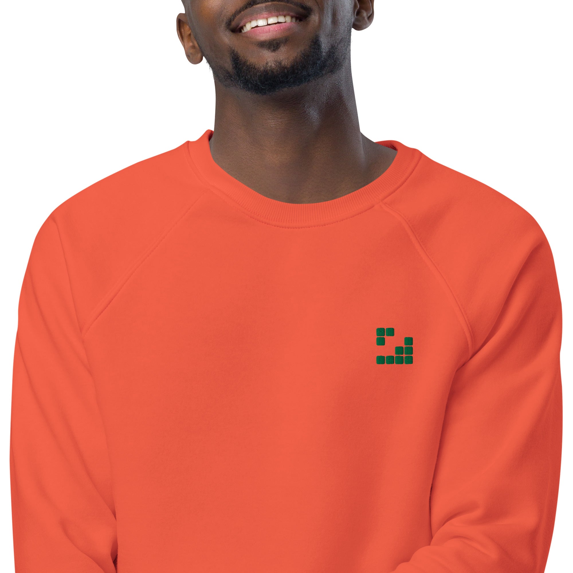 Sudadera Geometric Papaya orgánica raglán unisex