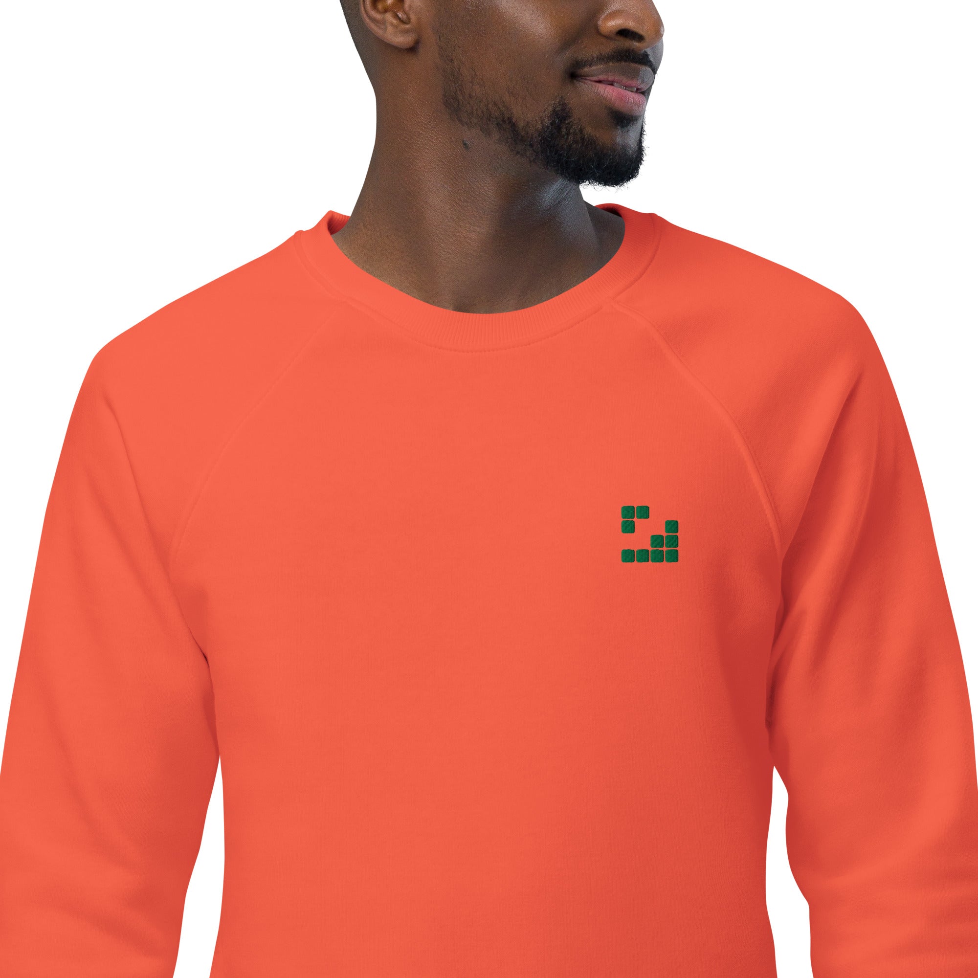 Sudadera Geometric Papaya orgánica raglán unisex