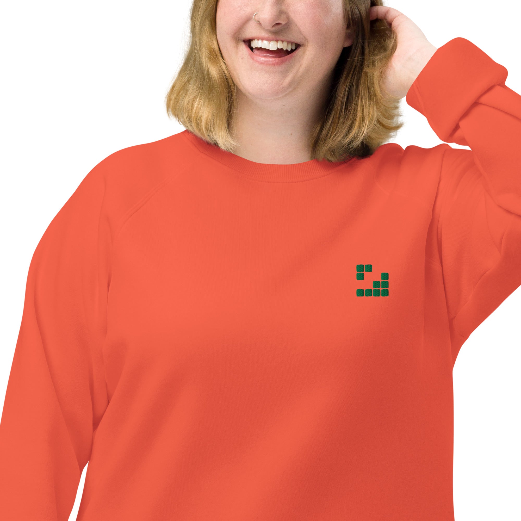 Sudadera Geometric Papaya orgánica raglán unisex