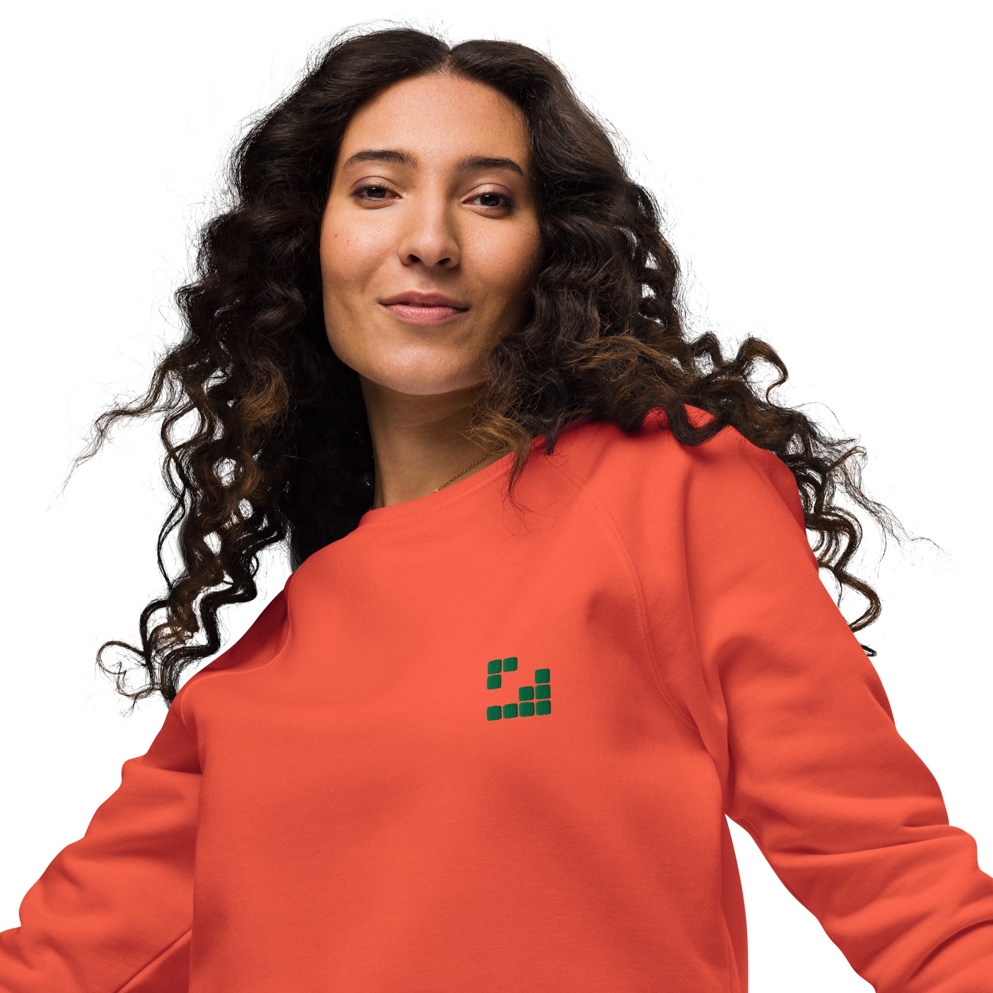 Sudadera Geometric Papaya orgánica raglán unisex
