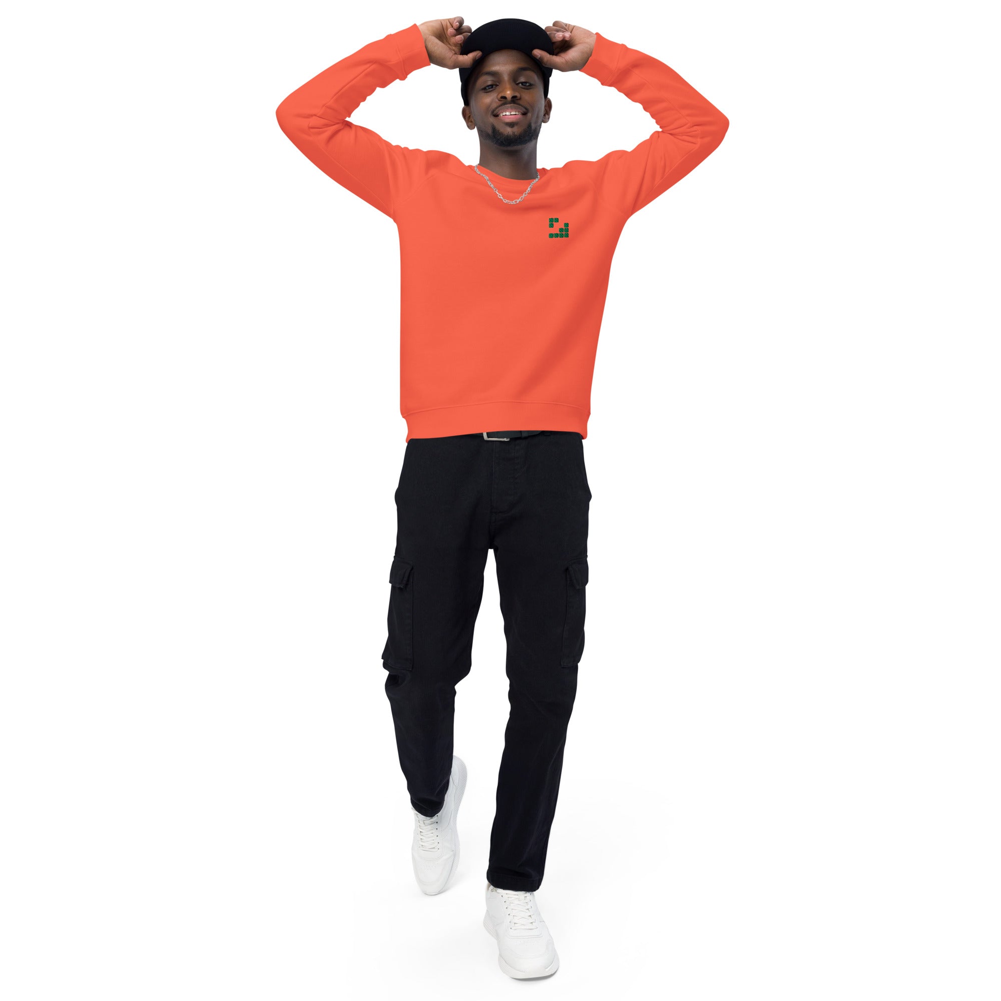 Sudadera Geometric Papaya orgánica raglán unisex