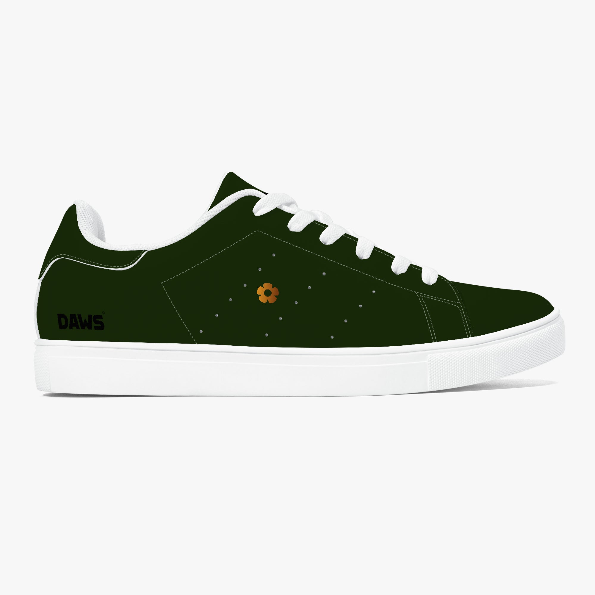 Zapatillas sneakers Hasskin classic de DAWS en verde y suela blanca vista lateral
